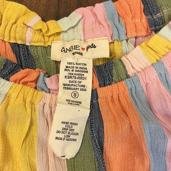 Angie Girl's Colorful Striped Lightweight Romper, Sz. S. - Picture 6 of 7